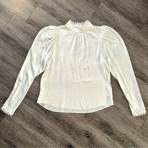 Frame Silk Off White Puff Shoulder Blouse